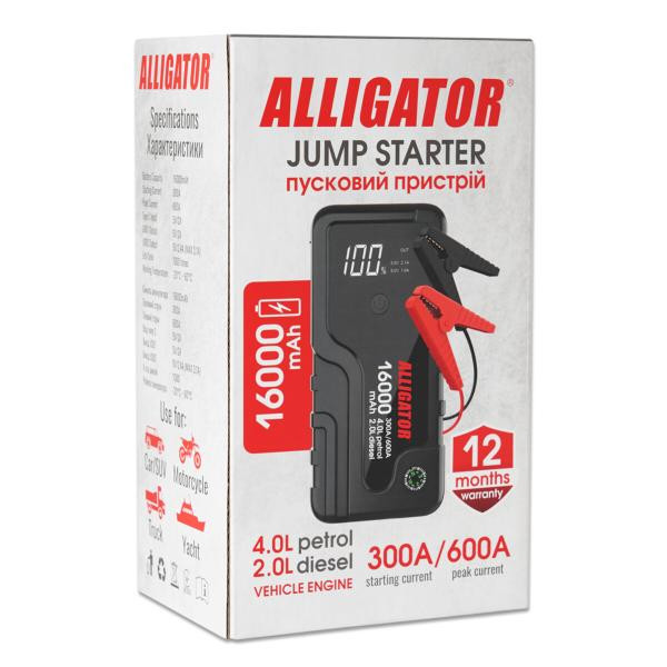 Купити Пусковий пристрій Alligator Jump Starter 300A/600A 16000mAh