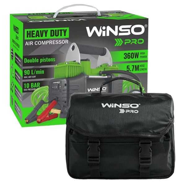 Купити Компресор автомобільний Winso Pro Heavy Duty 12В, 10 Атм, 90 л/хв із зажимами АКБ 136000
