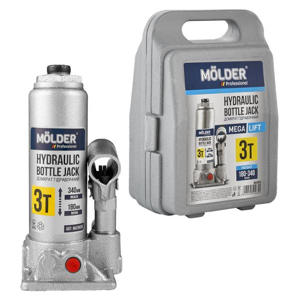 Купить Домкрат гидравлический бутылочный Molder 3т 180-340мм в кейсе