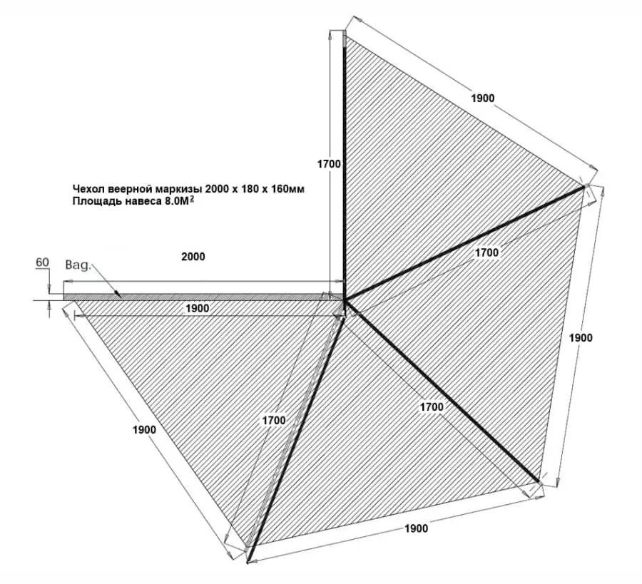 Купить Автопалатка Columbus Маркиза Веерная 2 м Small