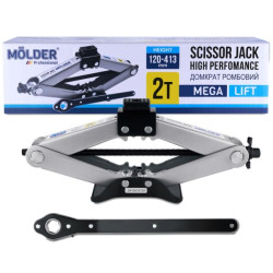 Купить Домкрат ромбовый Molder 2т 120-413мм резиновая подушка, с трещоткой