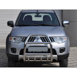 Купити Передній захист QT007 (нерж.) для Mitsubishi Pajero Sport 2008-2015 рр