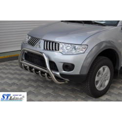 Купити Передній захист QT007 (нерж.) для Mitsubishi Pajero Sport 2008-2015 рр