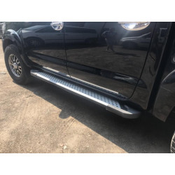 Купить Боковые пороги Allmond Grey (2 шт., алюминий) для Toyota Hilux 2006-2015 гг