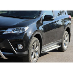 Купить Боковые пороги Allmond Grey (2 шт., алюминий) для Toyota Rav 4 2013-2018 гг
