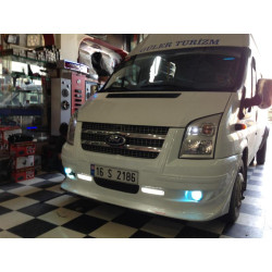 Купить Накладка на передний бампер (2006-2014, DRL, с решеткой) для Ford Transit