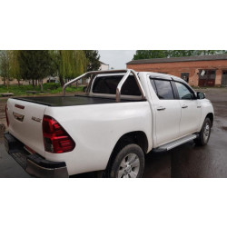 Купить Боковые пороги Allmond Grey (2 шт., алюминий) для Toyota Hilux 2015- гг