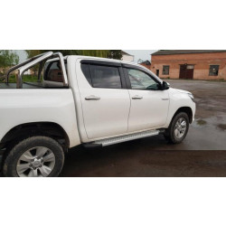 Купить Боковые пороги Allmond Grey (2 шт., алюминий) для Toyota Hilux 2015- гг