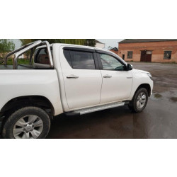 Купить Боковые пороги Allmond Grey (2 шт., алюминий) для Toyota Hilux 2015- гг
