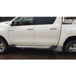 Купить Боковые пороги Allmond Grey (2 шт., алюминий) для Toyota Hilux 2015- гг