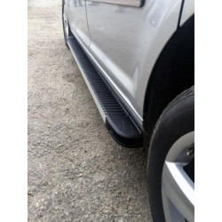 Купити Бокові пороги Maya V1 (2 шт., алюм.) для Volkswagen Amarok 2010-2022 рр