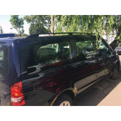 Купить Рейлинги черные Skyport (сплошной метал) Длинная база (EXTRALONG) для Mercedes Viano 2004-2014 гг