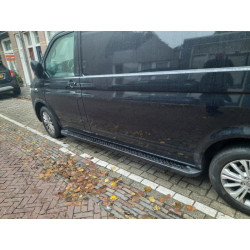 Купить Боковые пороги Allmond Black (2 шт., алюминий) Короткая база для Volkswagen T6