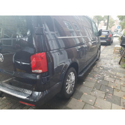 Купить Боковые пороги Allmond Black (2 шт., алюминий) Длинная база для Volkswagen T6