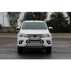 Купити Передній захист QT008 (нерж) для Toyota Hilux 2015- рр