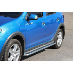Купить Боковые пороги KB001 (нерж) 60 мм для Renault Sandero 2013-2022 гг