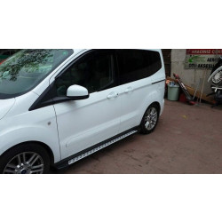 Купити Бокові пороги DOT-Line (2 шт., Алюм.) Стандартна база для Ford Connect 2014-2021 рр