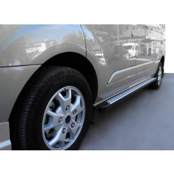 Купити Бокові пороги DOT-Line (2 шт., Алюм.) Максі база для Ford Connect 2014-2021 рр