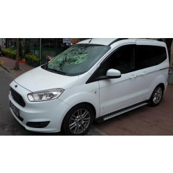 Купити Бокові пороги DOT-Line (2 шт., Алюм.) Максі база для Ford Connect 2014-2021 рр