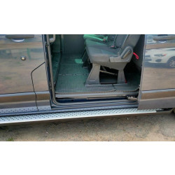 Купити Бокові пороги Allmond Grey (2 шт., алюм.) Коротка база для Ford Custom 2013-2022 рр