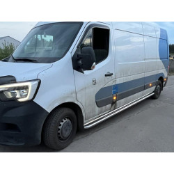 Купити Бокові пороги Premium (2 шт., Нерж.) 60 мм, довга база для Renault Master 2011-2023 рр
