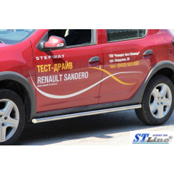 Купити Бічні труби BB001 (2 шт., нерж) 60 мм для Renault Sandero 2013-2022 рр