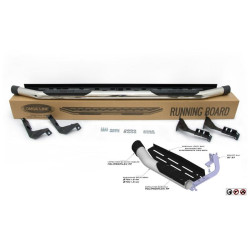 Купить Боковые пороги Amazon Silver (2 шт, нерж) 70 мм для Mitsubishi L200 2015-2024 гг