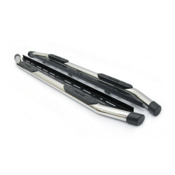 Купить Боковые пороги Amazon Silver (2 шт, нерж) 70 мм для Nissan Navara 2006-2015 гг