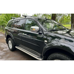 Купить Боковые пороги Maydos V2 (2 шт., алюминий -2025 нерж) для Mitsubishi Pajero Sport 2008-2015 гг