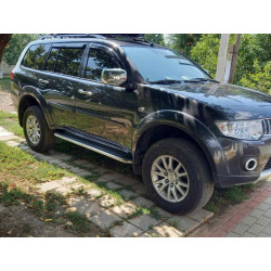Купить Боковые пороги Maydos V2 (2 шт., алюминий -2025 нерж) для Mitsubishi Pajero Sport 2008-2015 гг