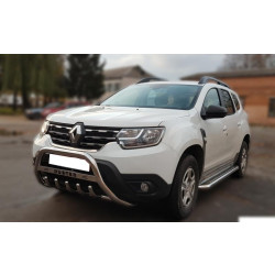 Купить Кенгурятник с надписью WT004 (нерж.) для Renault Duster 2018-2024 гг
