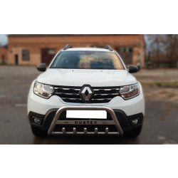 Купить Кенгурятник с надписью WT004 (нерж.) для Renault Duster 2018-2024 гг