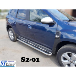 Купить Боковые пороги Premium (2 шт., нерж.) Ø60 для Renault Duster 2018-2024 гг