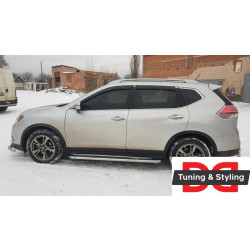 Купить Боковые пороги Premium (2 шт., нерж.) Ø60 для Nissan X-trail T32/Rogue 2014-2021 гг