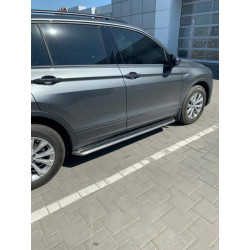 Купить Боковые пороги ОЕМ для обычного (2 шт, алюм) для Volkswagen Tiguan 2016-2023 гг