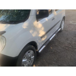 Купити Бічні труби BB002 (2 шт., нерж.) 70 мм, коротка база для Renault Kangoo 2008-2020 рр