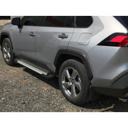 Купить Боковые пороги Allmond Grey (2 шт., алюминий) для Toyota Rav 4 2019- гг