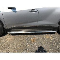 Купить Боковые пороги Maydos V2 (2 шт., алюминий с нержавейкой) для Toyota Rav 4 2019- гг