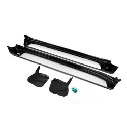 Купити Бокові пороги GX-style (2 шт., алюміній) Чорний колір (сіра підніжка) для Toyota Land Cruiser Prado 150