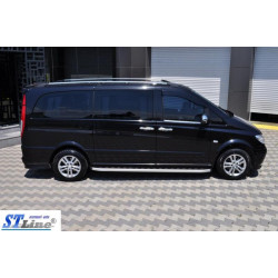 Купить Боковые пороги Tayga V2 (2 шт, алюм.) Короткая (short) и Средняя (long) для Mercedes Vito W639 2004-2014 гг