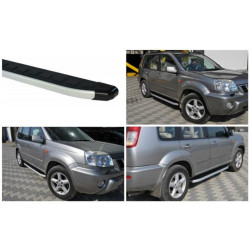 Купить Боковые пороги RedLine Black (2 шт, алюм.) для Nissan X-trail T30 2002-2007 гг