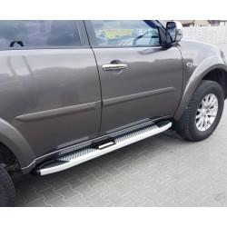 Купити Бокові пороги Mevsim Grey (2 шт., Алюміній) для Mitsubishi Pajero Sport 2008-2015 рр