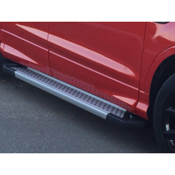 Купить Боковые пороги Allmond Grey (2 шт, алюм.) С окрашенной листвой на дверях для Ford Kuga/Escape 2013-2019 гг