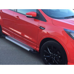 Купить Боковые пороги Allmond Grey (2 шт, алюм.) С окрашенной листвой на дверях для Ford Kuga/Escape 2013-2019 гг