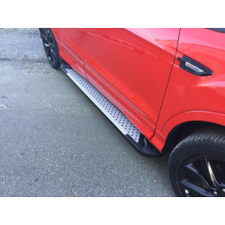 Купить Боковые пороги Allmond Grey (2 шт, алюм.) С черной листвой на дверях для Ford Kuga/Escape 2013-2019 гг