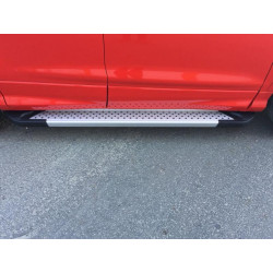 Купить Боковые пороги Allmond Grey (2 шт, алюм.) С черной листвой на дверях для Ford Kuga/Escape 2013-2019 гг