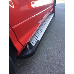 Купить Боковые пороги Allmond Grey (2 шт, алюм.) С черной листвой на дверях для Ford Kuga/Escape 2013-2019 гг