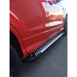 Купить Боковые пороги Line (2 шт., алюминий) С черной листвой на дверях для Ford Kuga/Escape 2013-2019 гг