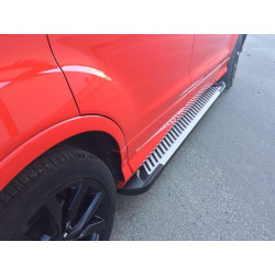 Купить Боковые пороги Line (2 шт., алюминий) С черной листвой на дверях для Ford Kuga/Escape 2013-2019 гг