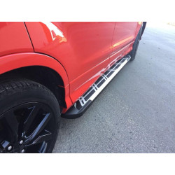 Купить Боковые пороги Sunrise (2 шт., алюминий) С окрашенной листвой на дверях для Ford Kuga/Escape 2013-2019 гг